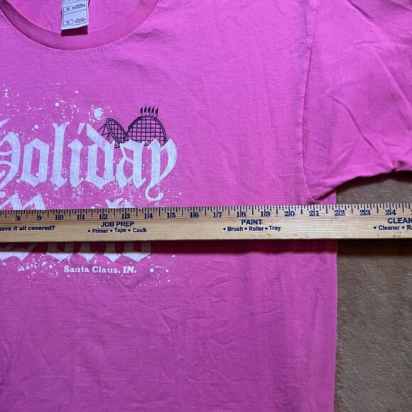 Holiday World LG Pink Cotton Souvenir Shirt Santa Indiana Fruit of The Loom (W) - Picture 4 of 4
